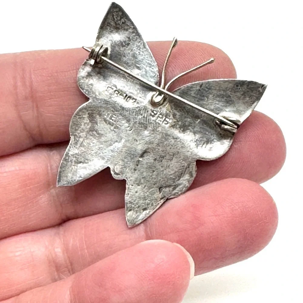 Taxco Sterling Silver and Abalone Shell Butterfly Brooch Vintage Pin Mexico